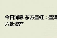 今日消息 东方盛虹：盛泽发展以起始价10.88亿元受让公司六处资产