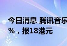 今日消息 腾讯音乐于港交所上市首日涨0.14%，报18港元