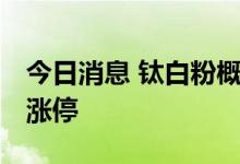 今日消息 钛白粉概念板块异动拉升 钒钛股份涨停