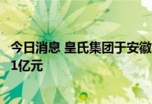 今日消息 皇氏集团于安徽投资设立绿能科技公司，注册资本1亿元