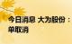 今日消息 大为股份：全资子公司相关业务订单取消