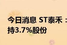 今日消息 ST泰禾：控股股东泰禾投资被动减持3.7%股份