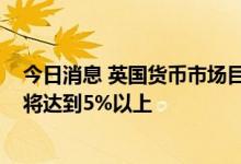 今日消息 英国货币市场目前预计英国央行利率在2023年末将达到5%以上