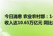 今日消息 农业农村部：1-7月规模以上农产品加工企业营业收入达10.65万亿元 同比增长5.1%