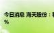 今日消息 海天股份：和邦集团拟减持不超过6%