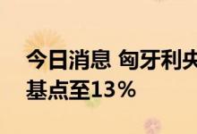 今日消息 匈牙利央行将基准利率上调125个基点至13％