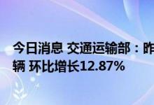 今日消息 交通运输部：昨日全国高速公路货车通行809.9万辆 环比增长12.87%