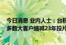 今日消息 业内人士：台积电明年业绩增长力度减弱 主因系多数大客户缩减23年投片规模