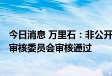 今日消息 万里石：非公开发行A股股票申请获得证监会发行审核委员会审核通过