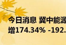 今日消息 冀中能源：预计前三季度净利同比增174.34% -192.63%