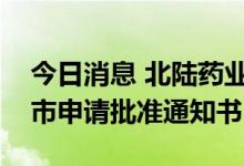 今日消息 北陆药业：瑞格列奈原料药获得上市申请批准通知书