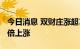 今日消息 双财庄涨超15% 较招股价已实现翻倍上涨