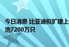 今日消息 比亚迪拟扩建上海工厂，预计每年可处理新型锂电池7200万只