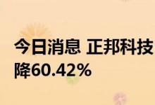 今日消息 正邦科技：9月生猪销售收入同比下降60.42%