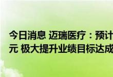 今日消息 迈瑞医疗：预计公司产品相关贷款需求将超200亿元 极大提升业绩目标达成确定性