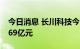 今日消息 长川科技今日跌停 四机构净卖出2.69亿元