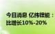 今日消息 亿纬锂能：预计前三季度净利润同比增长10%-20%