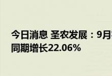 今日消息 圣农发展：9月实现销售收入14.80亿元，较去年同期增长22.06%