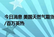 今日消息 美国天然气期货日内跌超3.00%，现报6.545美元/百万英热