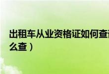 出租车从业资格证如何查询（出租车从业资格证信息查询怎么查）