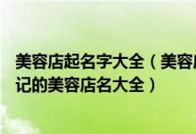 美容店起名字大全（美容店起名大全免费取名490个 好听好记的美容店名大全）