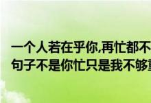 一个人若在乎你,再忙都不是借口的说说（形容一个人虚伪的句子不是你忙只是我不够重要）