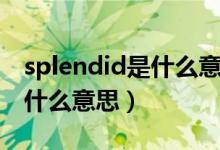 splendid是什么意思英语翻译（splendid是什么意思）