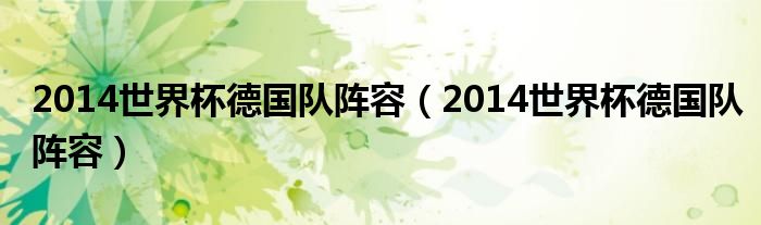 2014世界杯德国队阵容（2014世界杯德国队阵容）