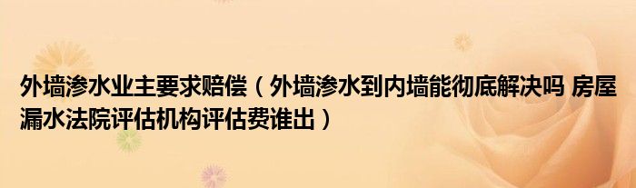 外墙渗水业主要求赔偿（外墙渗水到内墙能彻底解决吗 房屋漏水法院评估机构评估费谁出）