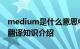 medium是什么意思中文翻译 medium中文翻译知识介绍