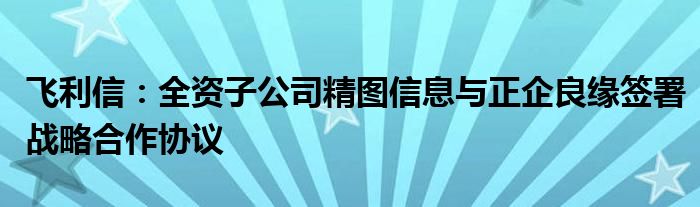 飞利信：全资子公司精图信息与正企良缘签署战略合作协议