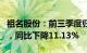 祖名股份：前三季度归母净利润3310.94万元，同比下降11.13%