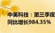 中英科技：第三季度归母净利润1.19亿元，同比增长984.35%