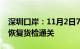 深圳口岸：11月2日7时起，文锦渡口岸全面恢复货检通关