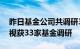 昨日基金公司共调研31家上市公司，华策影视获33家基金调研