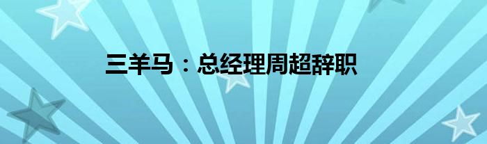 三羊马：总经理周超辞职