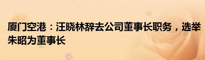 厦门空港：汪晓林辞去公司董事长职务，选举朱昭为董事长