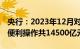 央行：2023年12月对金融机构开展中期借贷便利操作共14500亿元