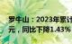 罗牛山：2023年累计生猪销售收入13.37亿元，同比下降1.43%