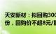 天安新材：拟回购3000万元6000万元公司股份，回购价不超8元/股