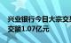 兴业银行今日大宗交易成交644.42万股，成交额1.07亿元