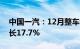 中国一汽：12月整车销量44.8万辆，同比增长17.7%