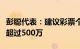 彭聪代表：建议彩票个人单项奖金最高额度不超过500万