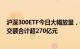 沪深300ETF今日大幅放量，4只规模靠前的沪深300ETF成交额合计超270亿元