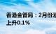 香港金管局：2月份港元货币供应量M2同比上升0.1%