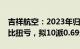 吉祥航空：2023年归母净利润7.51亿元，同比扭亏，拟10派0.69元