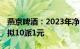 燕京啤酒：2023年净利润同比增长83.02%，拟10派1元