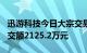 迅游科技今日大宗交易折价成交141万股，成交额2125.2万元