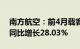 南方航空：前4月载客人数5289.45万人次，同比增长28.03%