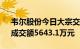 韦尔股份今日大宗交易溢价成交55.2万股，成交额5643.1万元